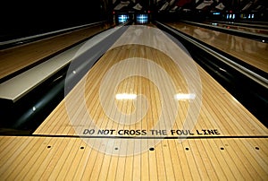 Foul line at bowling alley