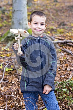 He found a boy in a mushroom.