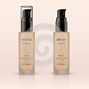Foundation container mockup, complexion liquid in glass bottle photo