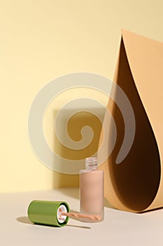 Foundation face make-up samples. Set of cosmetic liquid foundation or bb cream in bottle colour. Make up smears isolated