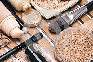 Foundation make up products with brushes