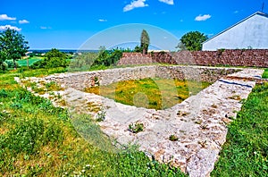 The foundation next to Baal Shem Tov Shul synagogue in Medzhybizh town, Ukraine