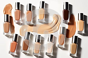 Foundation product bottles. The concept of beauty industry