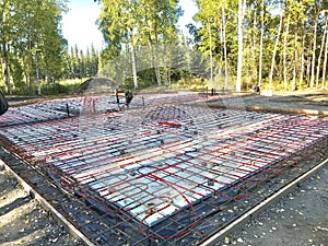 Foundation with radiant heat ready for concrete