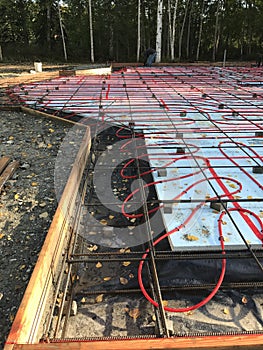 Foundation with radiant heat ready for concrete