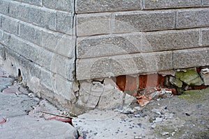 Foundation Repair - Warning Signs. House foundation repair. Foundation Repair. Broken Foundation House photo