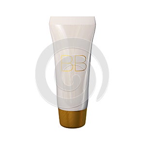 Foundation tube ads template, bb cream bottle mockup. Skin toner 3D illustration