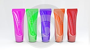Foundation tube ads template different color packages bb cream different colors bottle mockup Skin toner 3D illustration