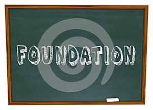 Foundation Word Chalkboard Learn Business Principles Start Basis