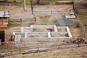 Foundation work of housing construction. Private house construction