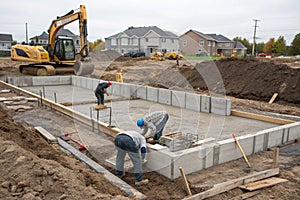 Foundation work of housing construction