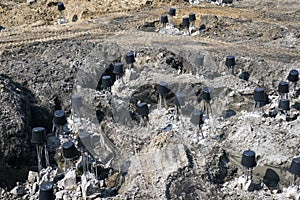 Foundations on a construction site closeup