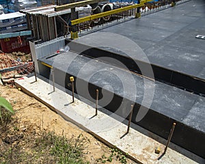 Foundations footing and flooring work building progress, Gosford, Australia. February 7, 2021. Part of a building series