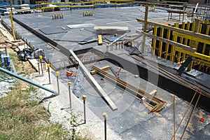 Foundations footing and flooring work building progress, Gosford, Australia. February 7, 2021. Part of a building series