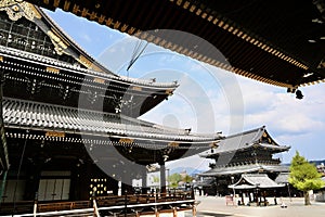 Founders Hall from Amida Hall at Higash Honganji Temple