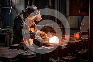 foundry worker, casting metal ingots into various shapes and sizes