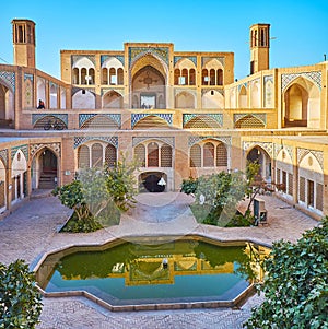 The fountain of Agha Bozorg mosque, Kashan, Iran