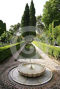 Fountain in Alhambra Palace Garden, Spain