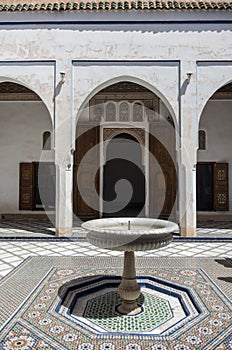 Fountain in Bahia palace courtyard. Marrakech, Morocco