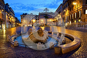 Fountain Barcaccia in Rome photo
