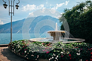 Fountain in beautiful village Limone sul Garda, Italy