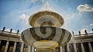 Fountain by Bernini at Saint Peter Square, aka piazza San Pietro, Vatican