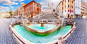 Fountain of the Boat in front of the Spanish Steps, Rome, Italy