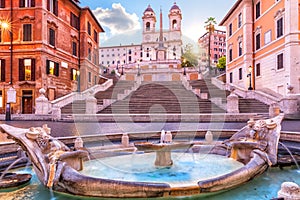 Fountain of the Boat in front of the Spanish Steps, Rome, Italy