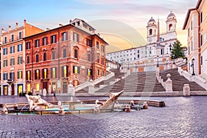 Fountain of the Boat and the Spanish Steps, Rome, Italy