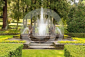Fountain in the Botanical Garden of Villa Taranto, Pallanza, Italy.