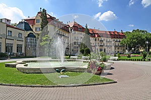 Fountain and buildings in piestany spa