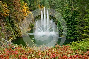 Fountain in Butchart botanical garden in Victoria, Canada