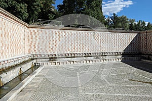 Fountain called 99 cannelle in the city of LAquila  capital of the Abruzzo region in Italy