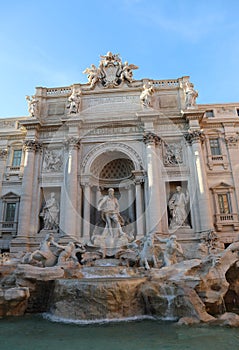 Fountain called FONTANA DI TREVI in Rome with daylight photo