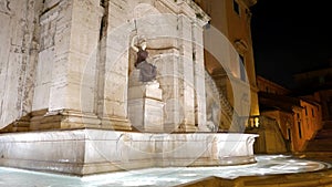 Fountain on the Capitol Square. Night. Rome, Ital