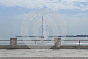 fountain in Caspian sea in Baku photo