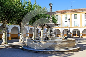 Fountain in the center of Plaza Buen Alcade, Ciudad Rodrigo, Spain