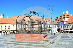 Fountain - central square in Sibiu