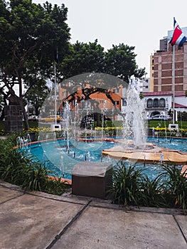 Fountain in CentroamÃÂ©rica Park in Miraflores Lima Peru photo