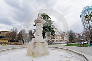 Fountain in the Cesar E. Chavez Memorial Plaza