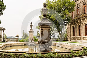 Fountain in the Chapultepec Castle.  located on top of Chapultepec Hill in the Chapultepec park in downtown of Mexico city