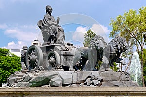 The fountain of Cibeles at Colonia Roma in Mexico City