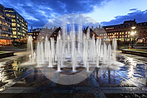 Fountain in city centre Sheffield