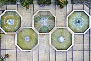 The fountain in the city. Drone photography