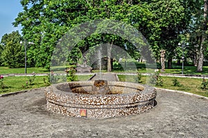 Fountain in the city garden near the Manor of Koenig in Trostyanets