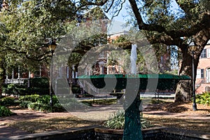 Fountain at Columbia Square in the Historic District of Savannah Georgia