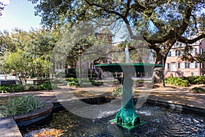 Fountain at Columbia Square in the Historic District of Savannah Georgia