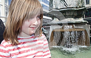 Fountain copenhagen Denmark stroget child