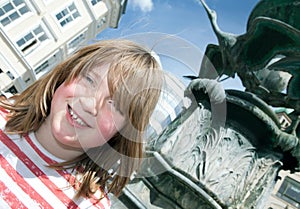 Fountain copenhagen Denmark stroget child