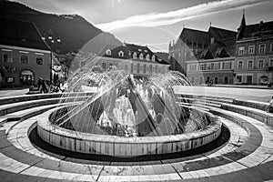 The fountain in Council Square, Brasov